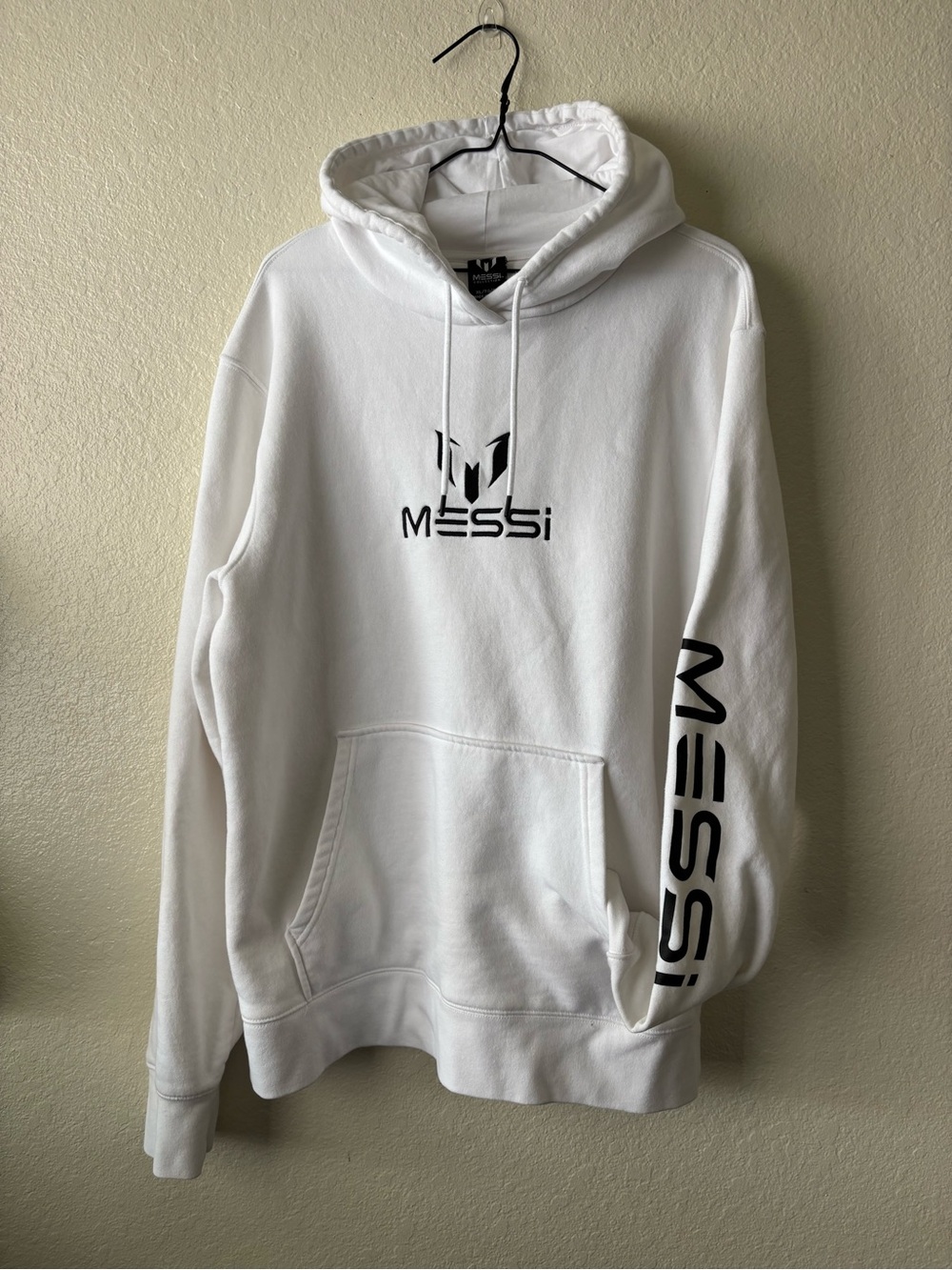 Men's XL Messi White Logo Hoodie